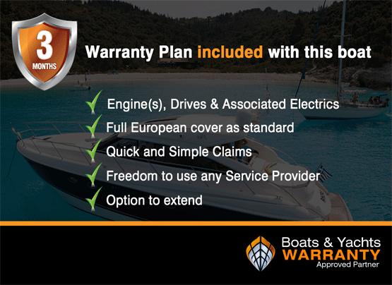 Boat warranty plan includes 3 months of coverage: engine, full European cover, quick claims, service flexibility, and extension option.